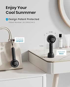 Gaiatop Mini Portable Fan, Small and Powerful, Cute Design 3 Speed Personal Handheld fan and Desktop with Base, Lightweight USB Rechargeable for Travel Lash Makeup Girl Women Summer Gift Black