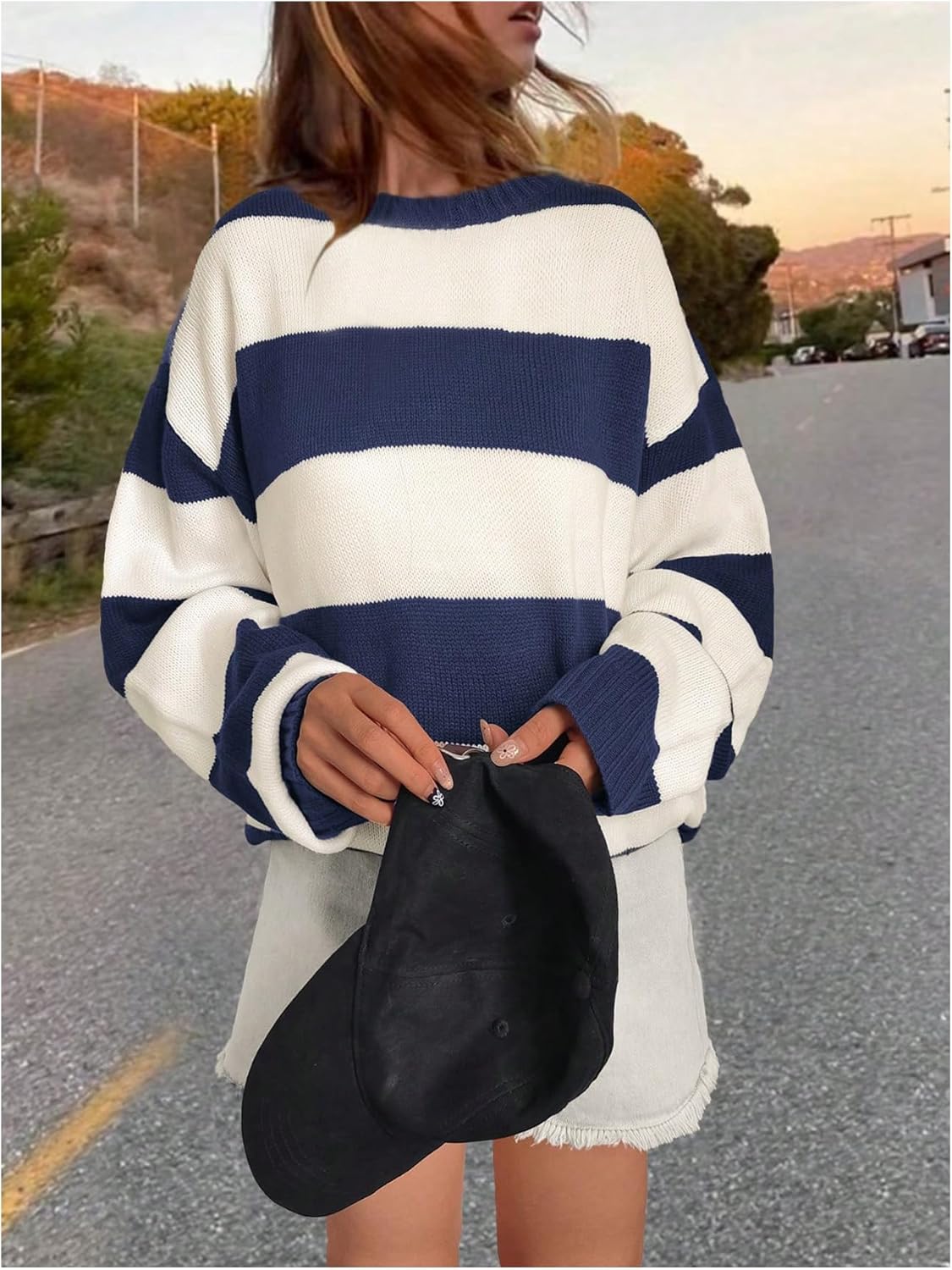 Verdusa Women's Old Money Tops Striped Sweater Color Block Long Sleeve Pullovers Sweaters Trendy Clothes - Image 3