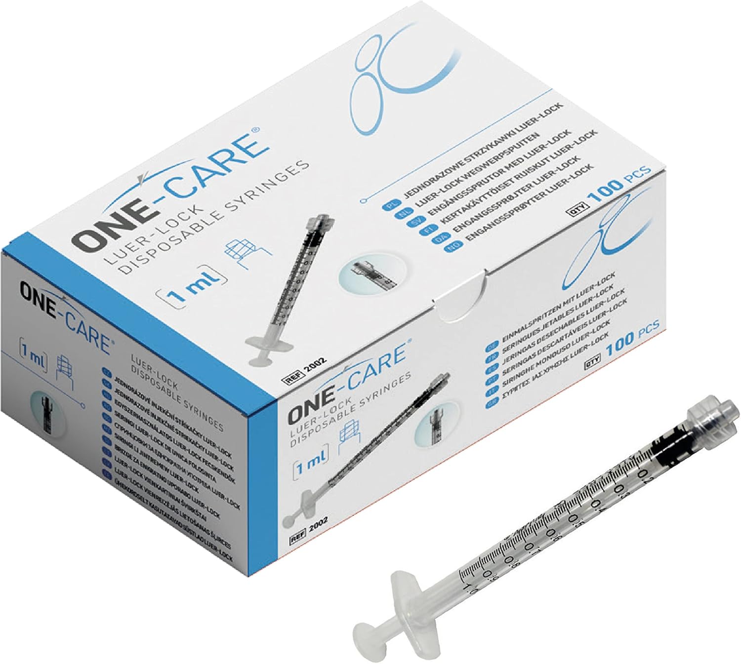 MediVena ONE-CARE 1ml Luer-Lock Syringes, Sterile, Low Dead Space, 100/bx Blister-Packed Syringes 1cc : Industrial & Scientific