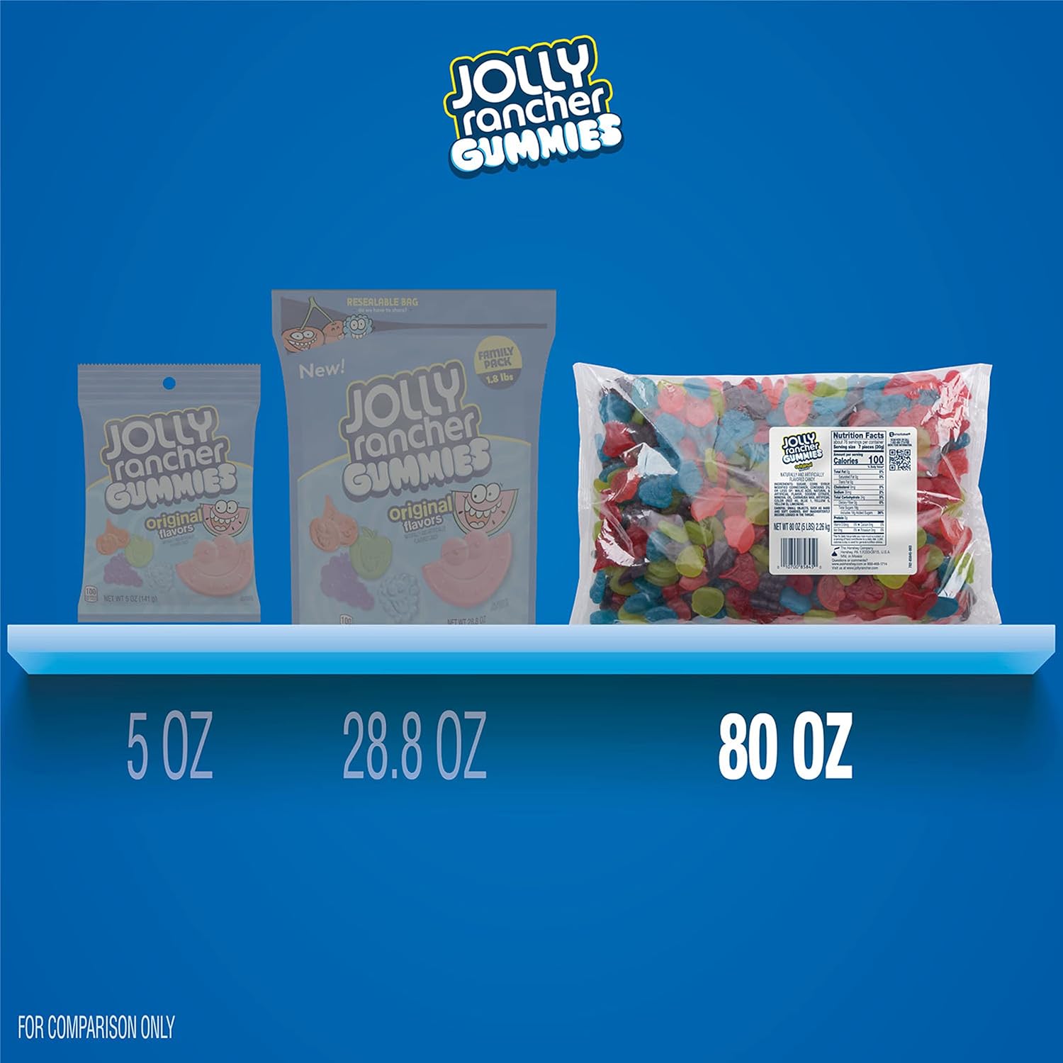 JOLLY RANCHER Assorted Fruit Flavored Gummies Candy, Movie Snack, 5 lb Bulk Bag