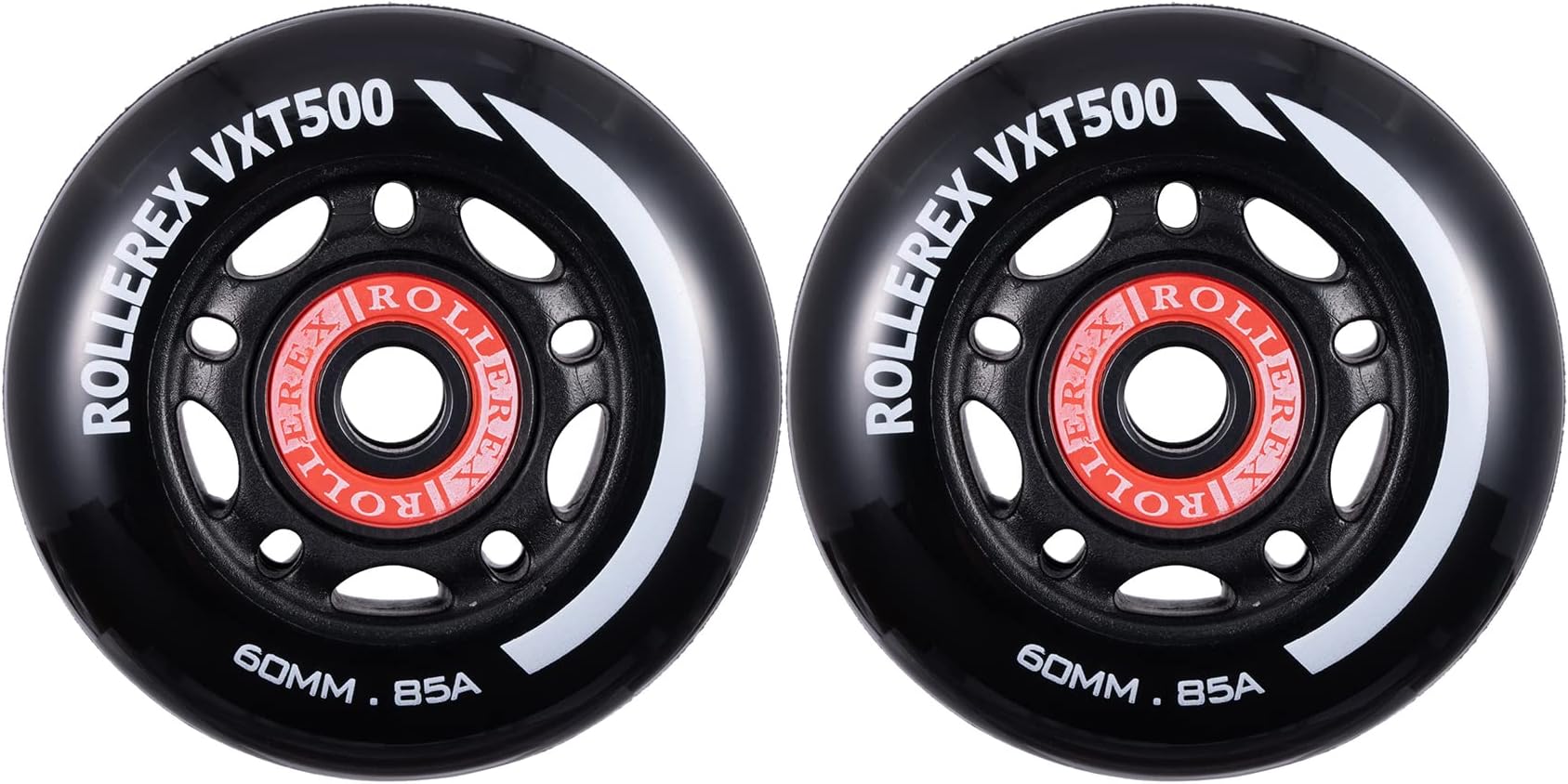 Rollerex VXT100 85A Kids RipStik/Inline Skate Wheels (2-pack w/bearings, spacers and washers) (Use on Hockey Roller Blades) - Can Be Used As RipStik Caster Board Wheel Replacements (60mm)