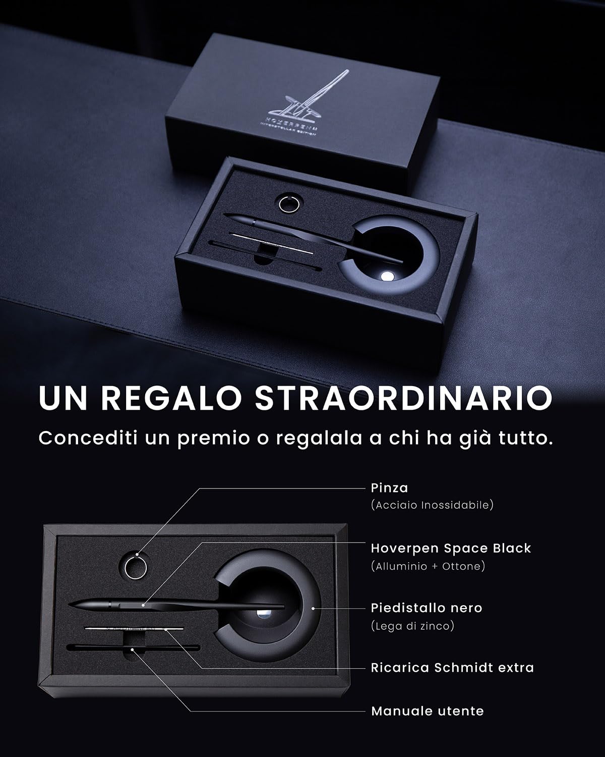 Novium Hoverpen Interstellar Penna fluttuante da scrivania levitazione magnetica Space Black