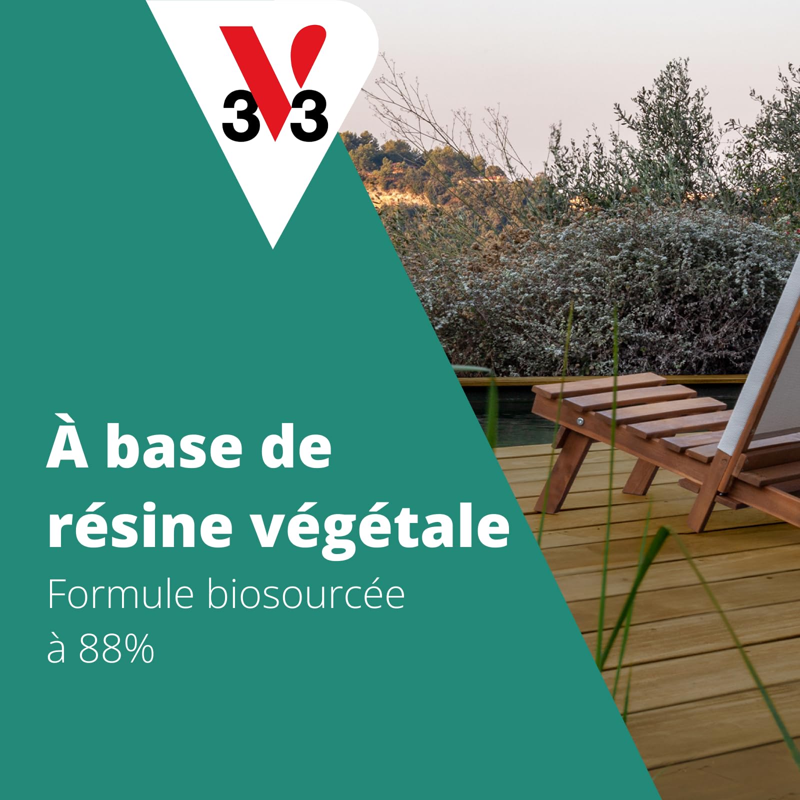 V33 Saturateur bois extérieur Naturel mat 5L - Haute résistance eau chlorée, UV et graisse - Sans essuyage et non glissant