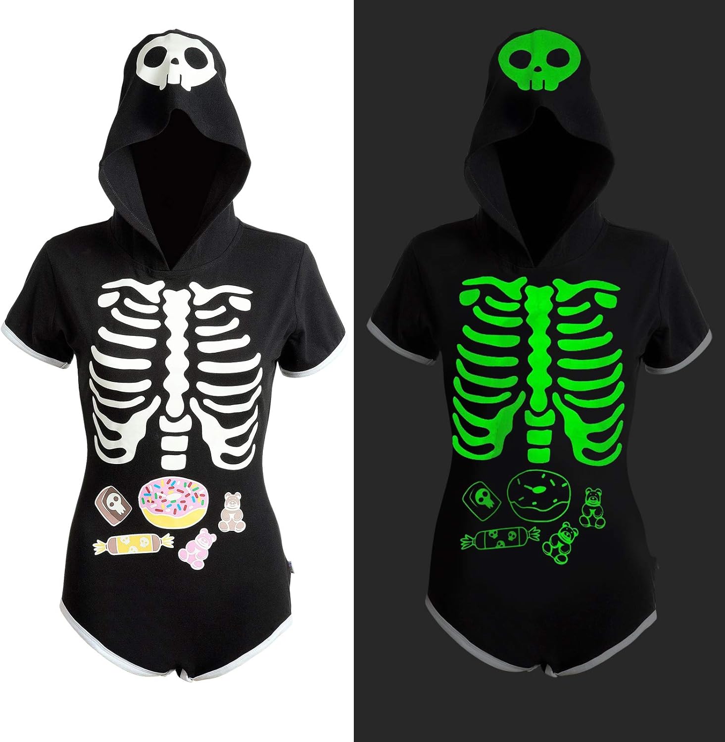Littleforbig Cotton Romper Onesie Pajamas Bodysuit - Sweet Reaper Night-Glow Halloween