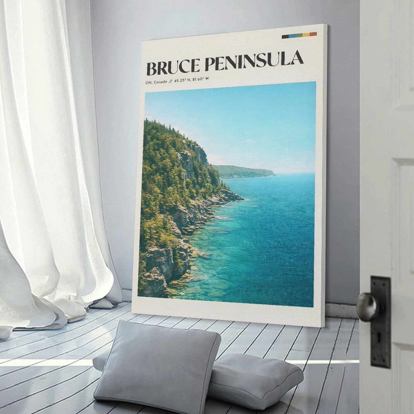 Junmoney Frame-Style-24 Decorative Wall Artwork Bruce Peninsula Landscape, 24X36inch(60X90cm), For Living Room, Bedroom Or Apartment Walls, Decorative Artwork For Empty Walls
