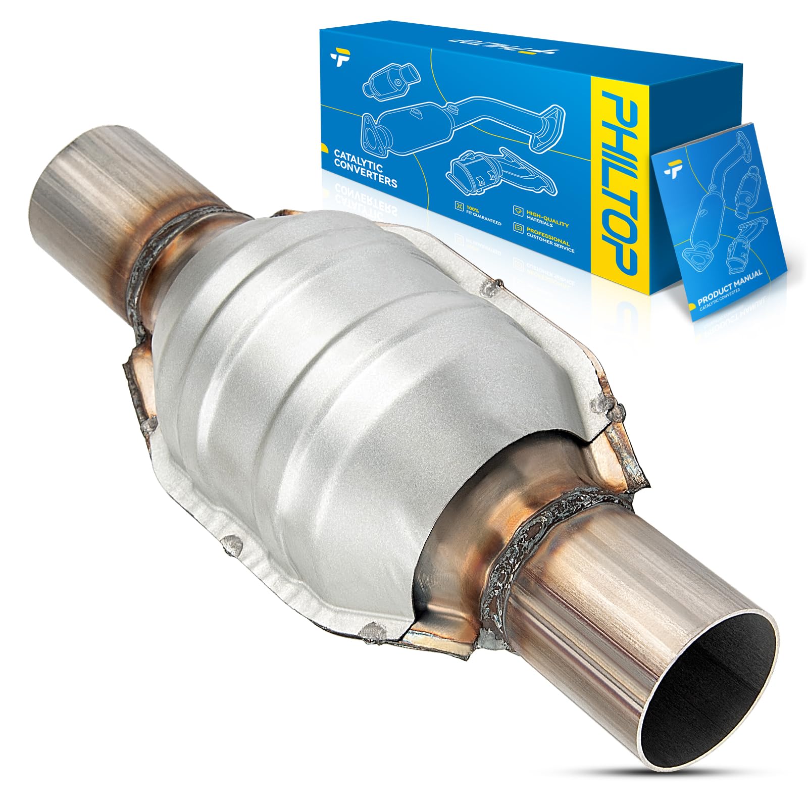 Convertidor catalítico universal de 2.5 pulgadas PHILTOP compatible con sensor O2 sustituye 53005 8