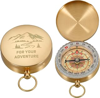 Back to School Supplies for Students, Compass Hiking Survival,Dorm Room Essentials Golden Compass, Stocking Stuffers for Son Daughter, Gifts for Adult Sons Who Have Everything, Hiking Survival Gifts