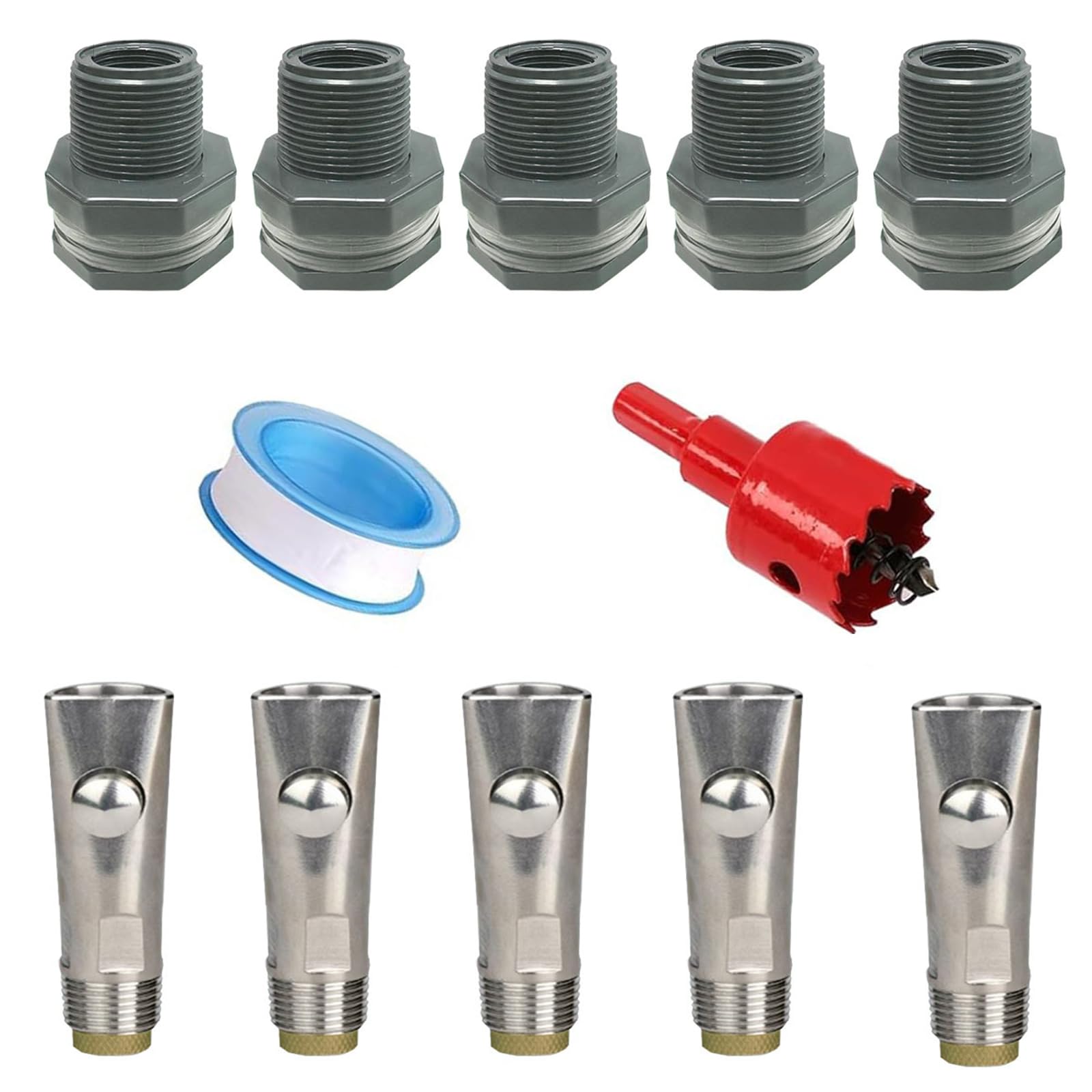 Lot de 5 tétons pour alimentation automatique en eau dans les porcheries et les petites fermes