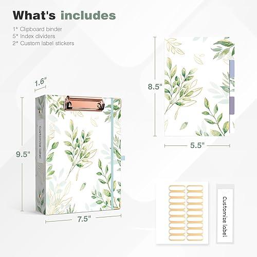 Miniatura 273 de Ospelelf Mini 3 Ring Binder, 2 Inch, Cute Pink Marble Binder for 5.5" x 8.5" with 5 Tab Dividers, File Folder Labels and Low Profile Clipboards