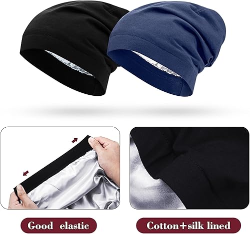 Miniatura 3 de SATINIOR 6 gorros de dormir con forro de satén para dormir con calavera, gorro de noche para cabello rizado, para mujeres y niñas
