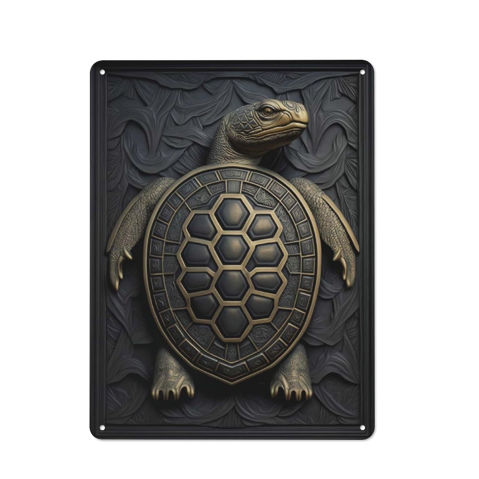 Vintage Metal Sign 40x30cm Featuring Turtle Gold Decor, Home Bar Decor for Cafe, Pub, Workshop Or Home Bar