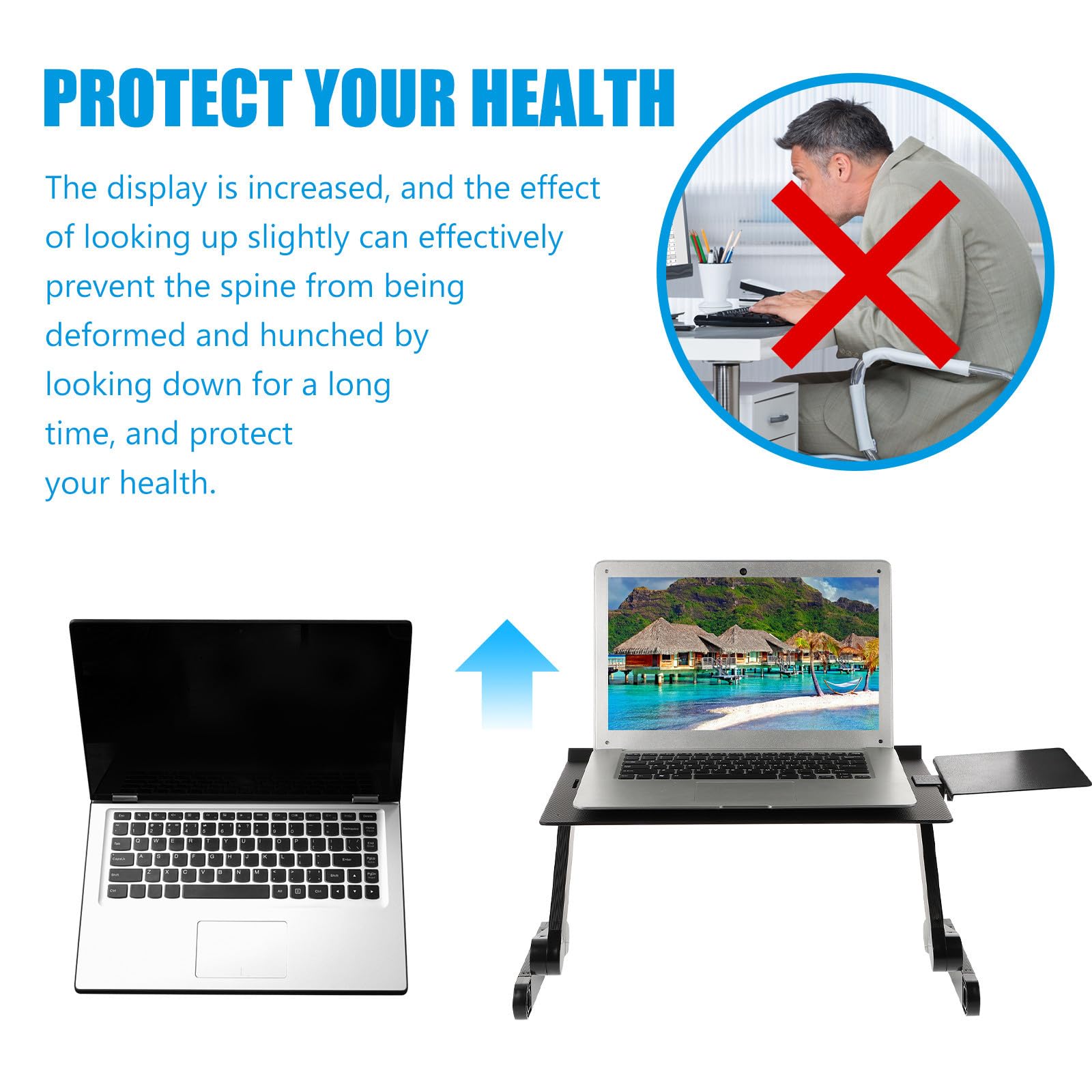 HEMOTON Supporto per Laptop Pieghevole Regolabile in Lega di Alluminio Nero