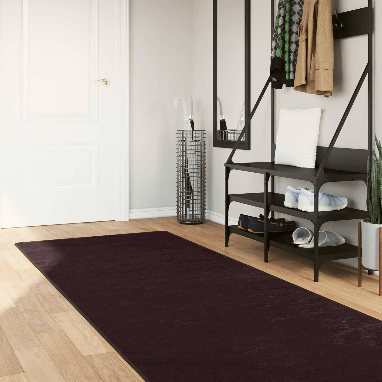 Alfombra lavable a máquina, 450 x 100 cm, con base antideslizante de PVC de terciopelo de poliéster para aislamiento del ruido, alfombra de terciopelo con llamativo patrón multicolor
