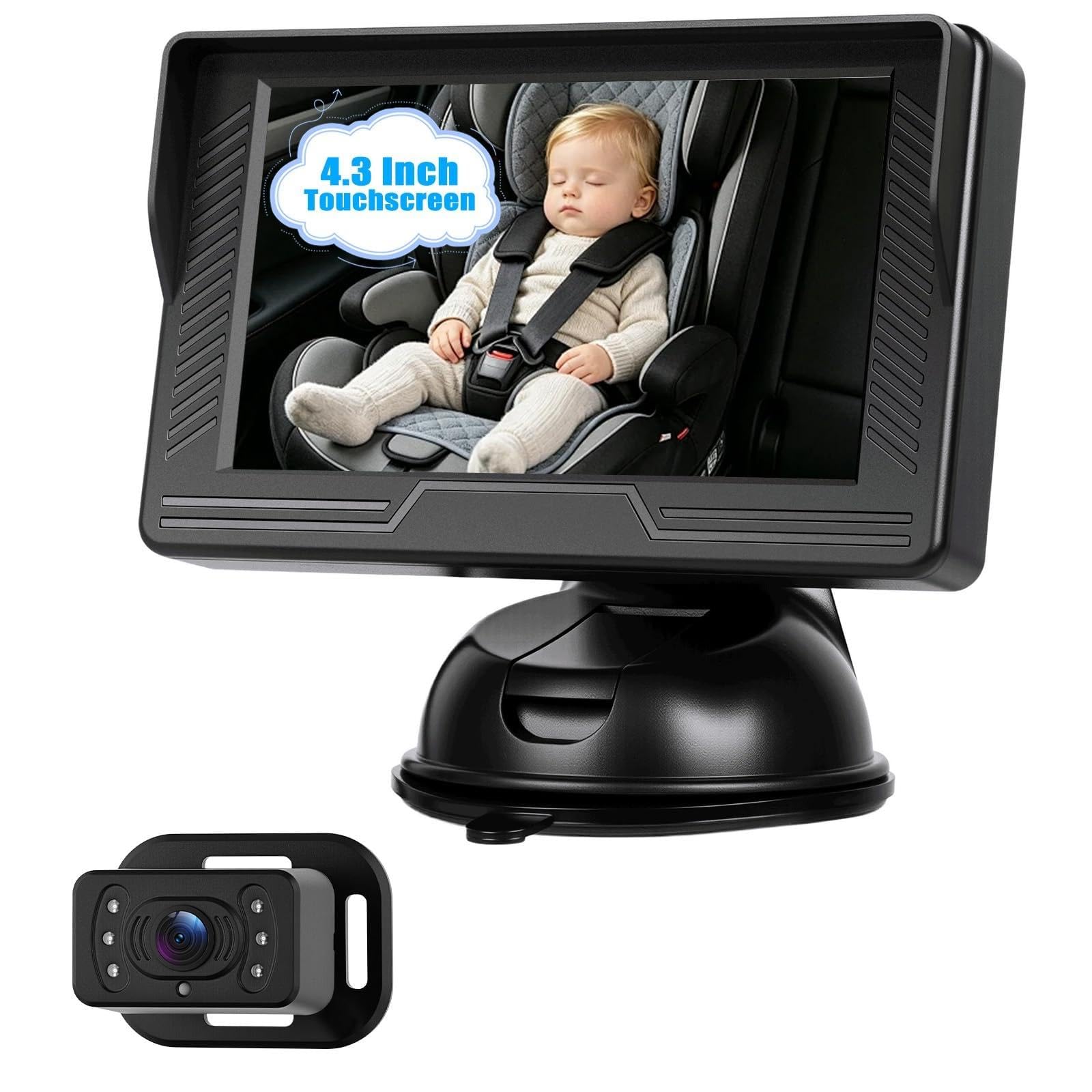 CAMECHO Baby Car Camera for Backseat 4.3 Inch IPS Monitor Night Vision