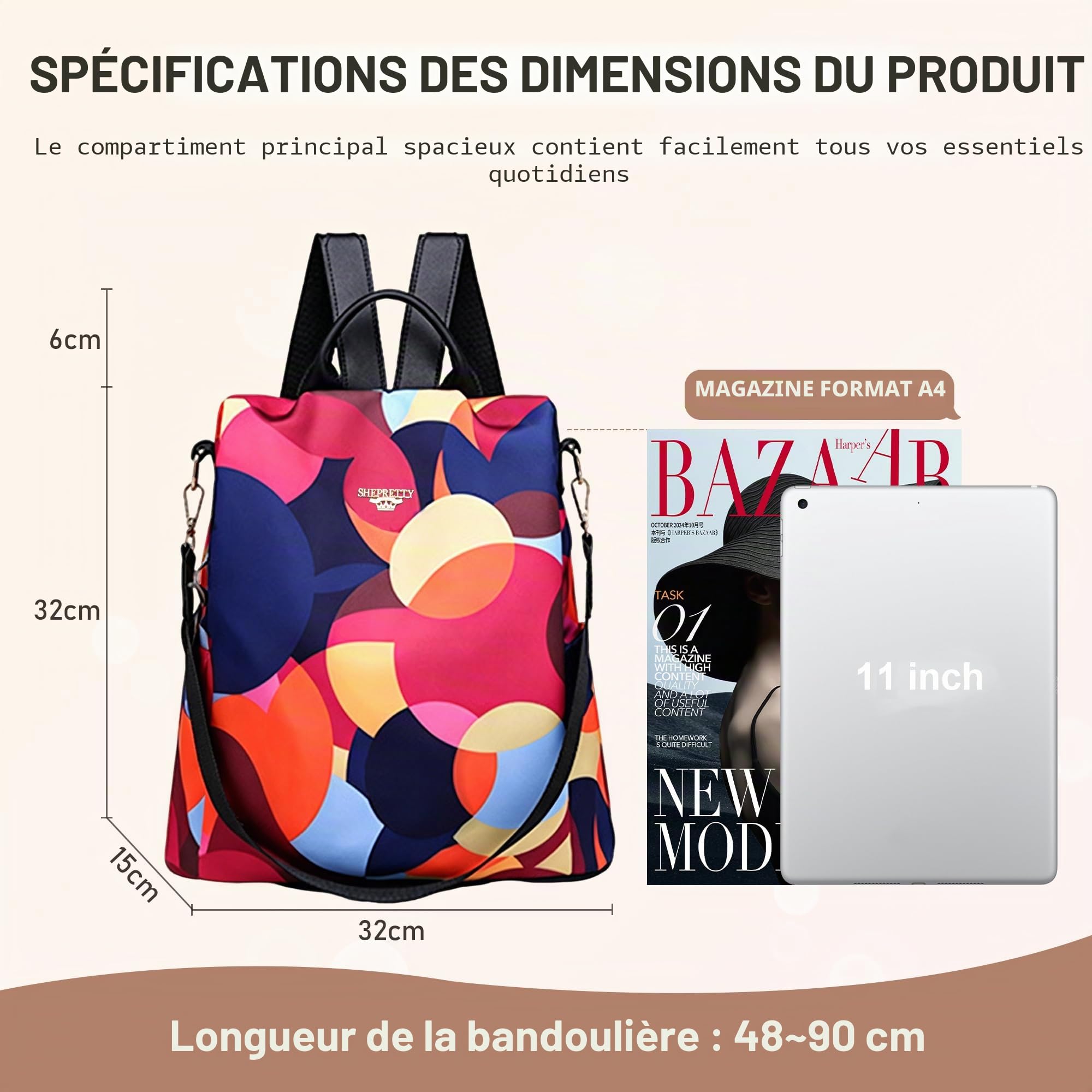shepretty Sac à Dos Femme Sac de Voyage Sacs d'école 2026