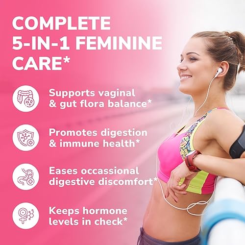 Miniatura 4 de Probióticos para mujer 100 mil millones de UFC, 15 cepas, con prebióticos, arándanos, vitamina B6 y VC, salud intestinal, vaginal y estado de ánimo,