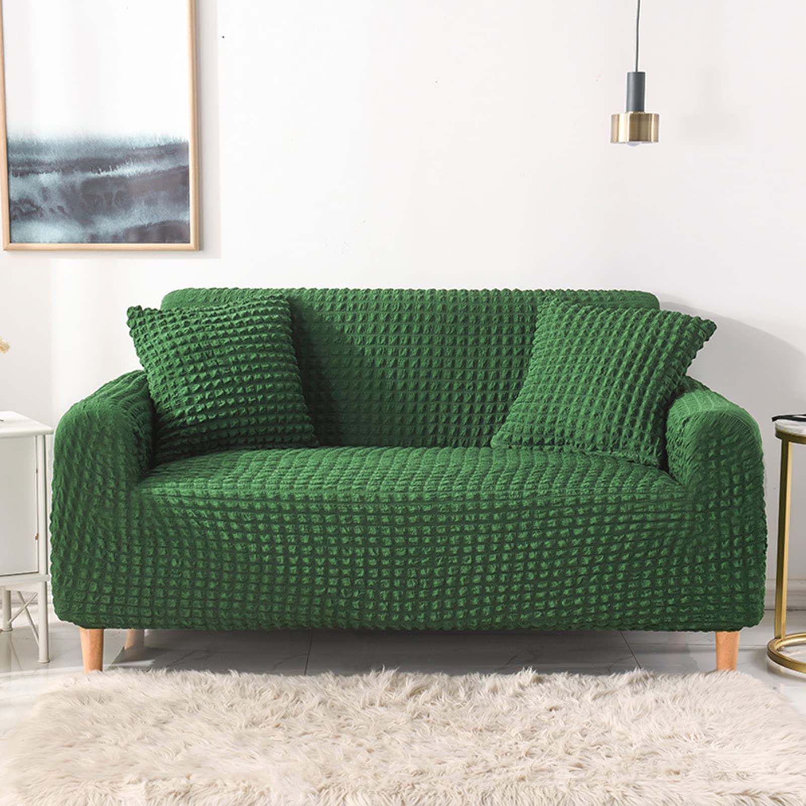 Housse de canapé en treillis à bulles 3D extensible pour fauteuil 1 place de 90 à 140 cm