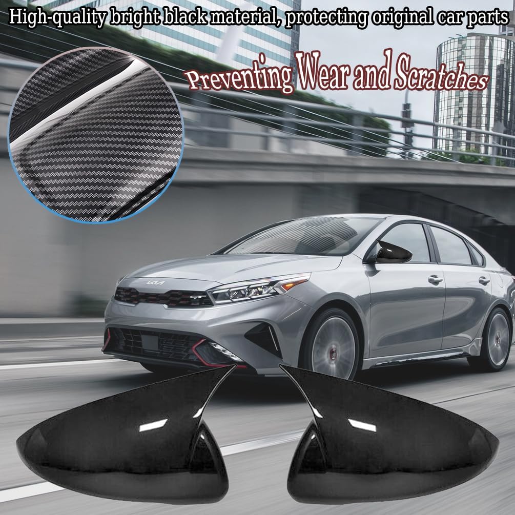 New Rear View Mirror Outside Housing Wing Mirror Cover Cap for Kia Forte k3 2019 2020 2021 2022 2023 2024 - ABS Bright Black Sport Interior Accessories