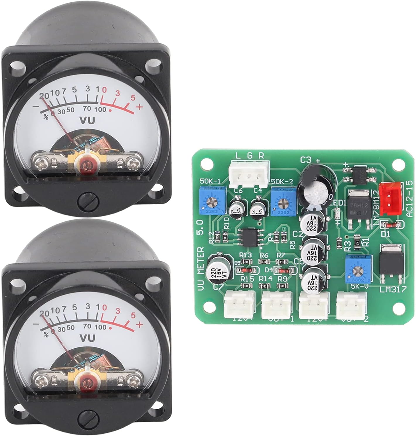 Hilitand VU Meter Panel Kit 2PCS VU Meter Warm Back Light Recording Audio Level Amp with Driver Board and Cable for Connect Source Devices