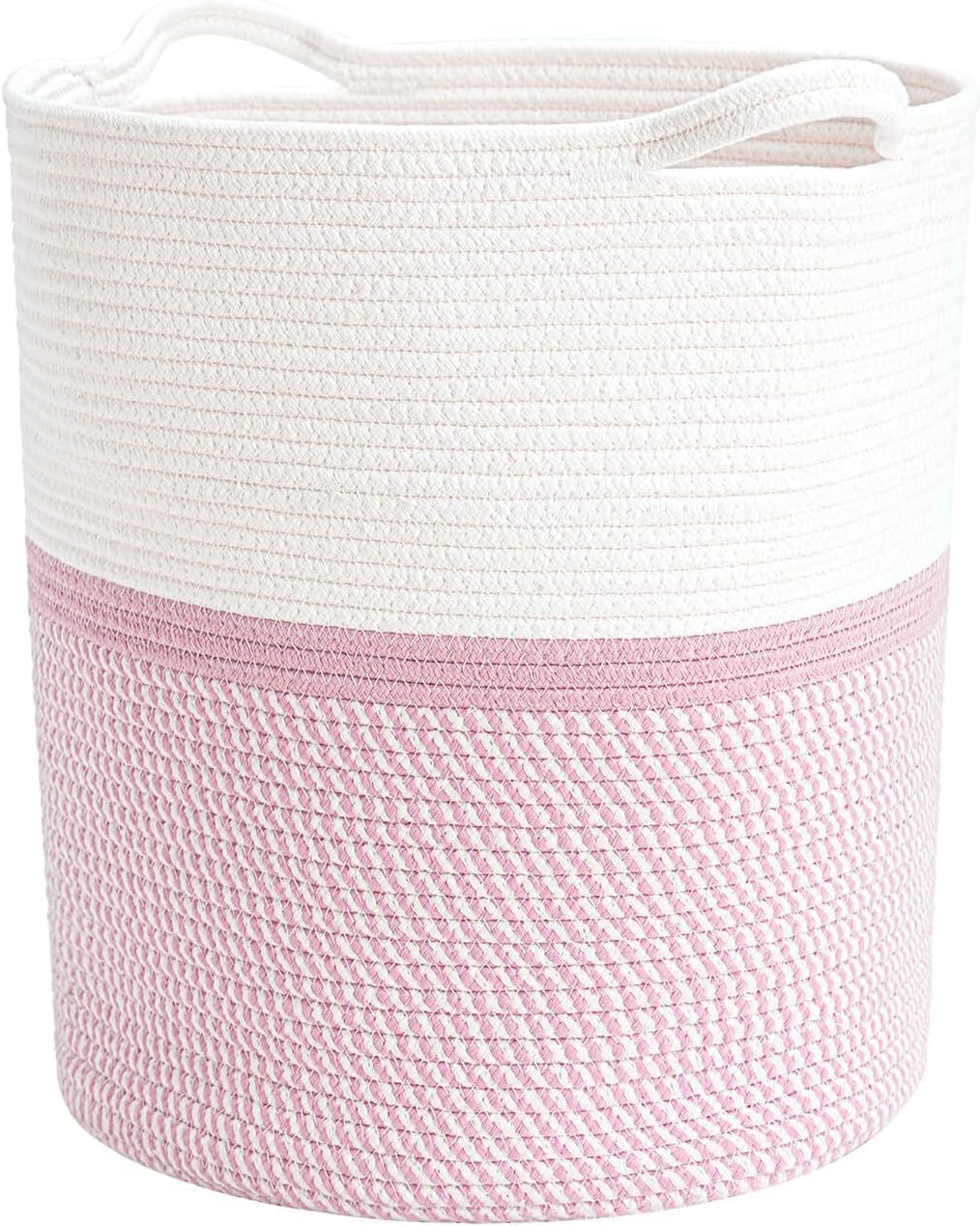 Wicker Laundry Hamper Tall Laundry Basket for Blankets, Clothes, Toys, Woven Storage Basket for Living Room, Wicker Basket for Gifts, 17.8" x 15.8" x 13.8" (pink)-image-44