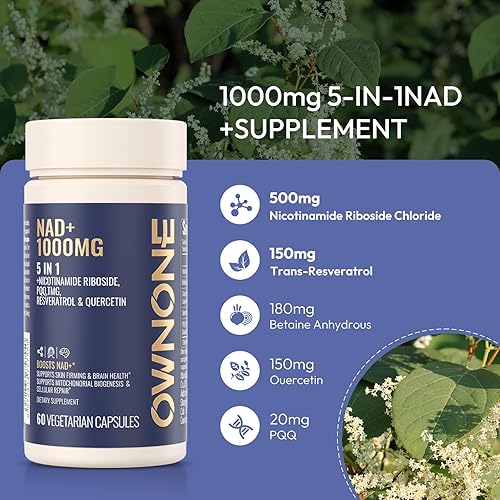 Miniatura 3 de OWNONE Suplemento NAD+ con ribósido de nicotinamida, resveratrol, uercetina, etc., suplemento NR para un envejecimiento saludable, producción de
