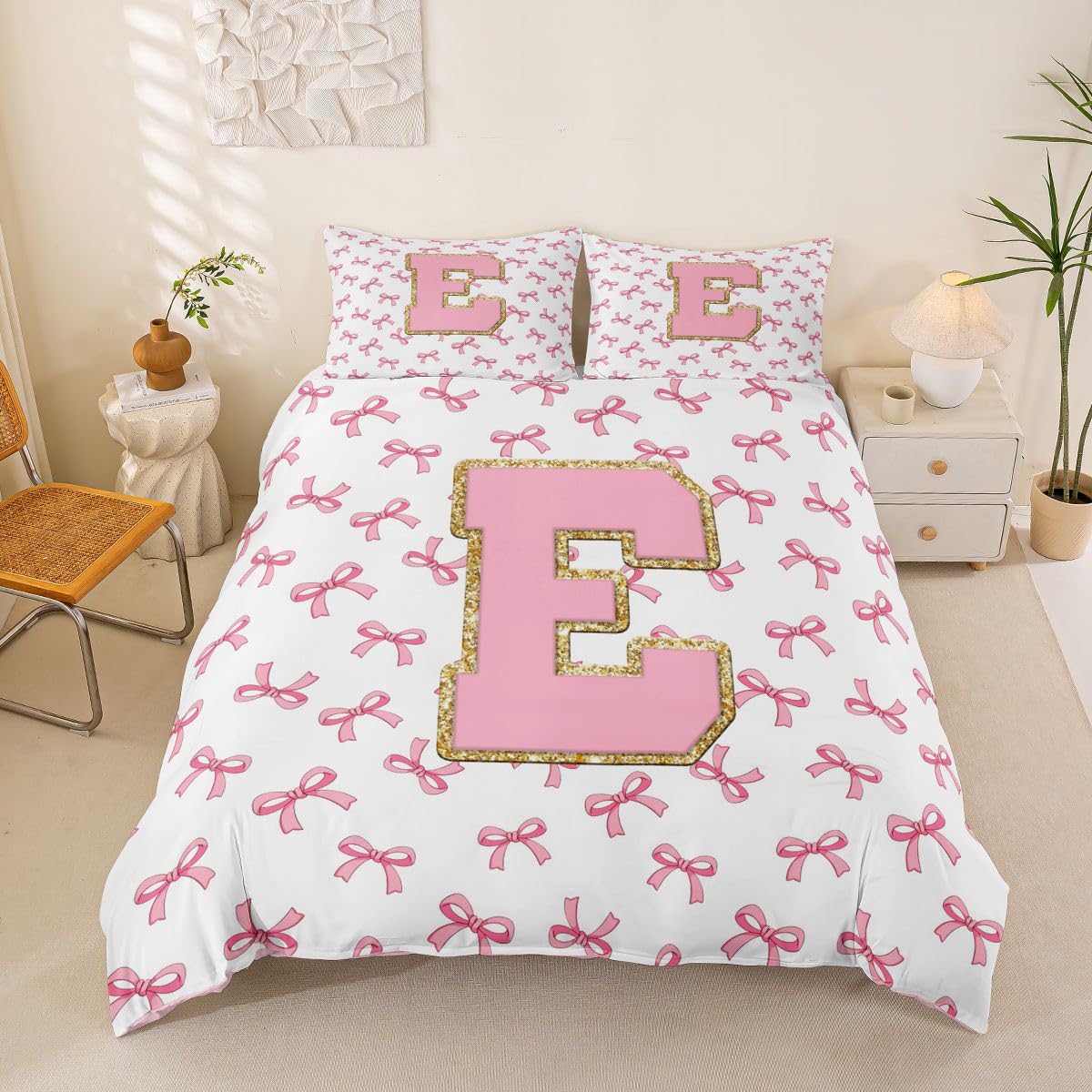 Housse de couette 220x240cm rose mignonne pour chambre d'ado romantique