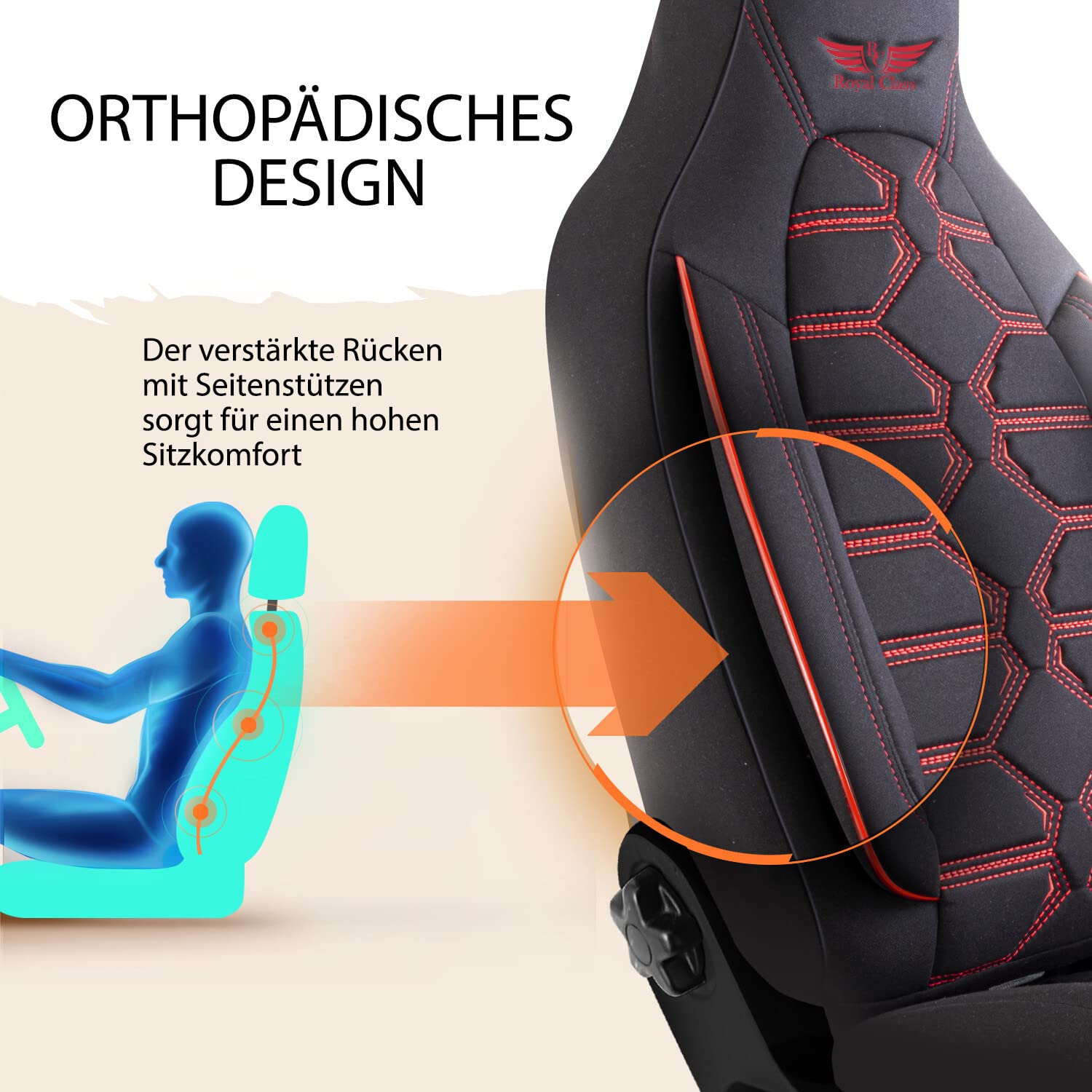 Auto Sitzbezüge für Pilot Vordersitze Fahrer und Beifahrer kompatibel für Sunlight Wohnmobil Caravan in Schwarz Rot Pilot 2.2 das Sitzbezugsset mit Sitzschoner Airbag Auto Zubehör
