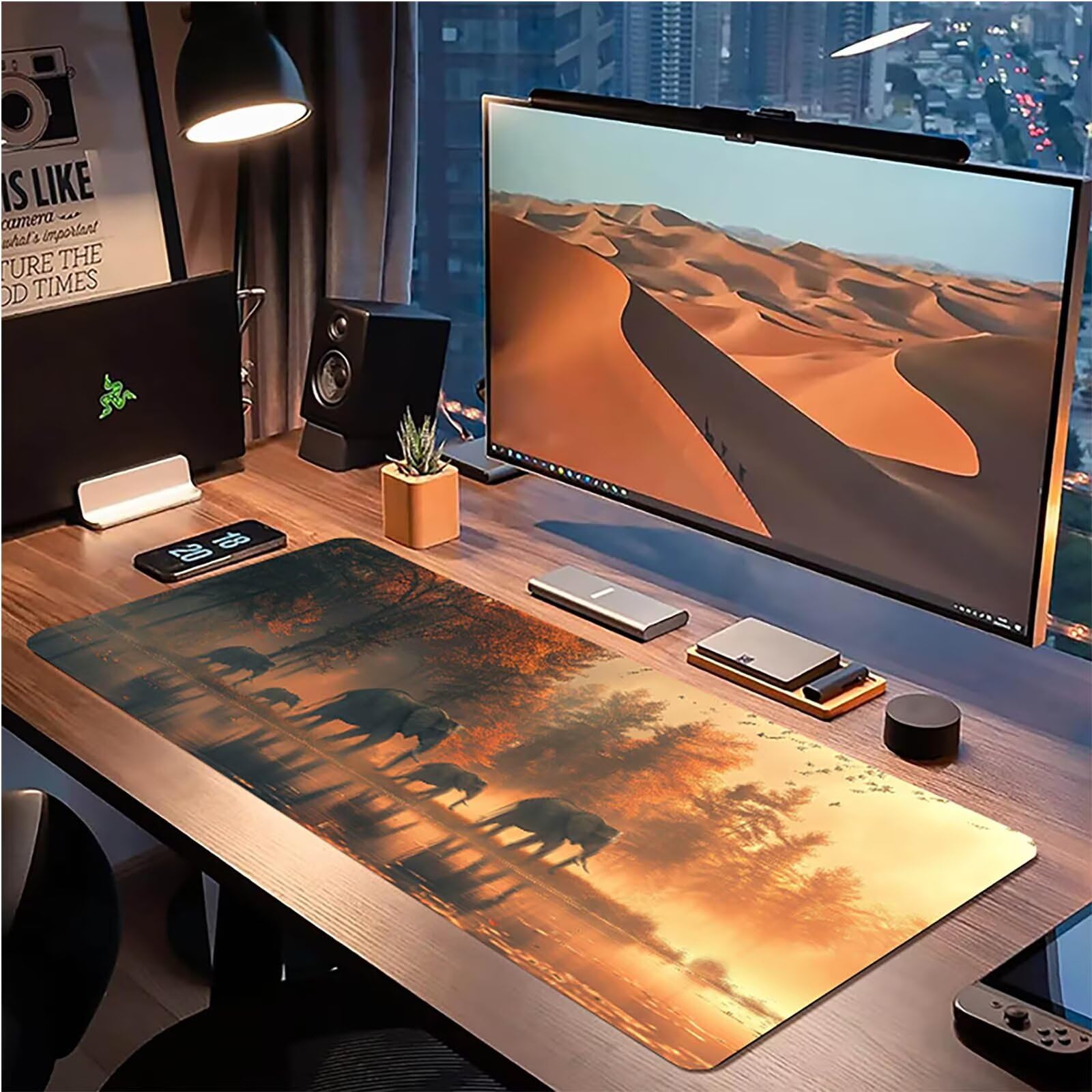 Tappetino Mouse Elefante, Tappetino Mouse XXL 1500 x 800 mm, Gaming Mouse Pad con Base in Gomma Antiscivolo, Mousepad Migliorare la Velocità e la Precisione, Ufficio Accessori Gaming, Verde 6-5475