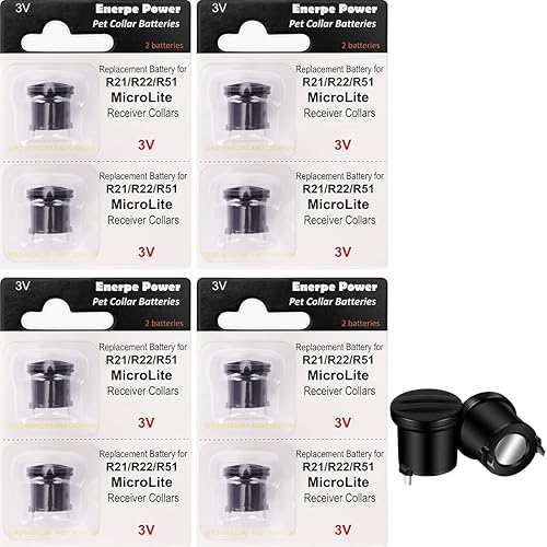 Paquete de 8 baterías para cercas para perros de larga duración y alta capacidad, compatibles con collares invisibles R21 R22 R51 y Microlite