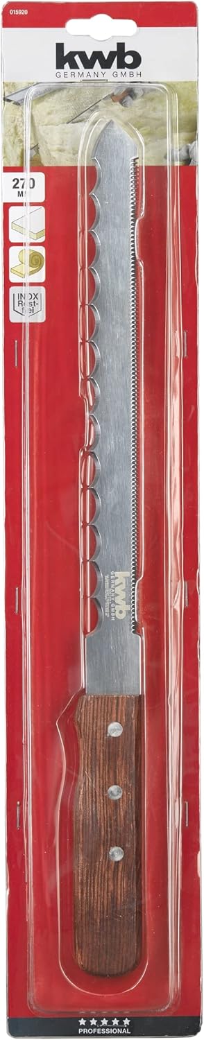 kwb Insulating Meter 015920 (Stainless Double Cutting Blade, 270mm, Wave Grinding and Saw Cut, Handle in Real Wood), 270 mm