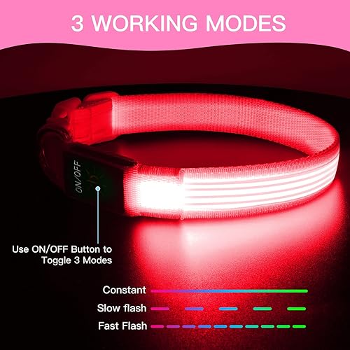 Miniatura 4 de YFbrite - Collar de perro con luz LED, recargable por USB, collar de cachorro súper brillante con luces para perros ajustable y brillante para