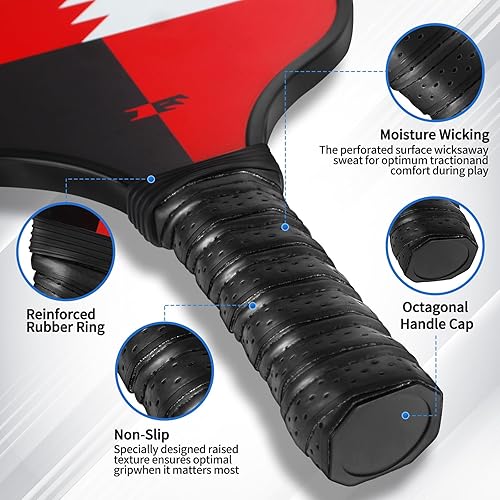 Miniatura 4 de Pickleball Paddles Set of 2, USAPA Approved Carbon Fiber Pickleball Set, Lightweight Fiberglass Surface Pickle Rackets, 4 Pickleball Balls, 1