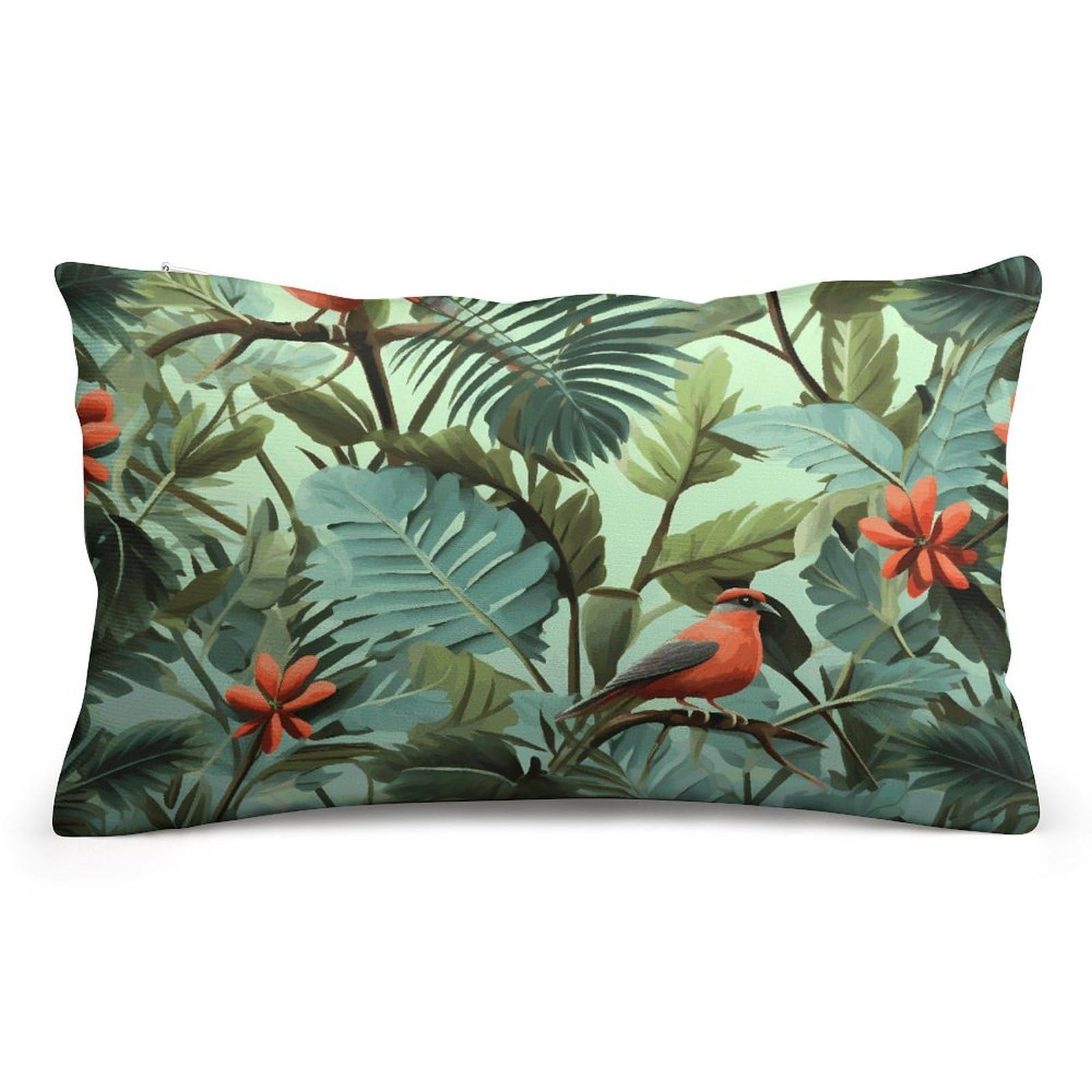 Velvet Pillowcases Standard Size 8"x12", Ultra Soft Breathable Pillow Cases for Bed, Luxury Cozy Fuzzy Pillow Shams, Lumbar Pillow Cover, Tropical Plants Cushion Case Home Decor