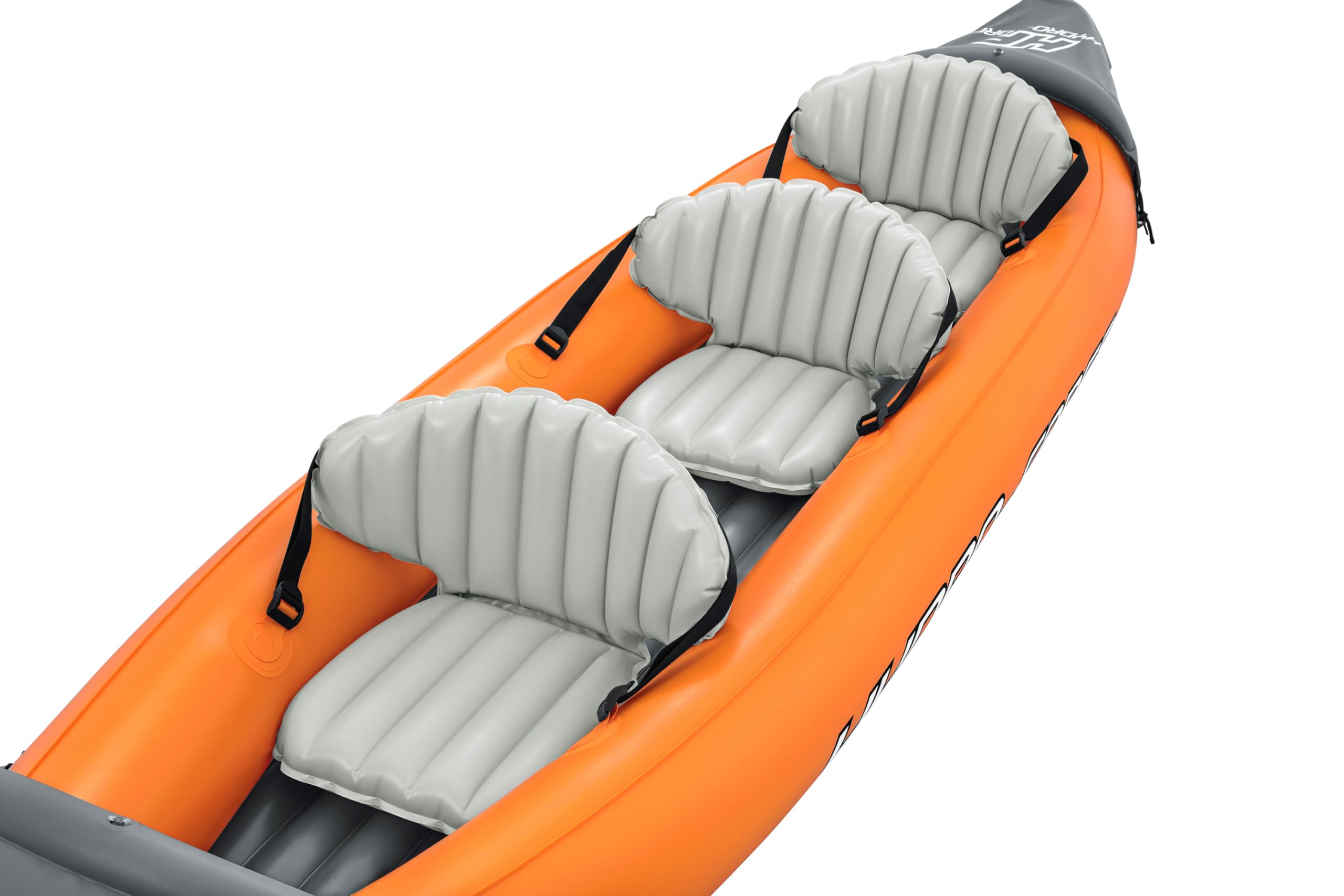Bestway | Hydro-Force Rapid X3 Kayak | Juego de Botes inflables con Bomba de Mano, Remo, Asientos, Aletas y Bolsa de Almacenamiento | Tres plazas
