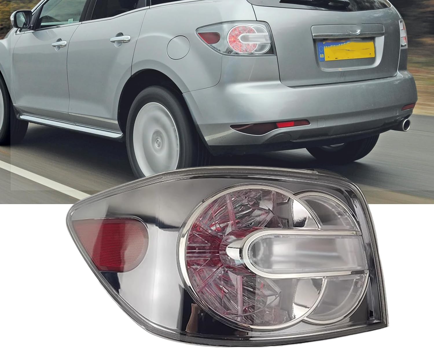 Left Tail Lights for Mazda CX7 CX-7 2008 2009 2010 2011, Rear LED Left Driver Side Taillight Replacement Brake Lamps Lens, without Bulbs, Plug and Play
