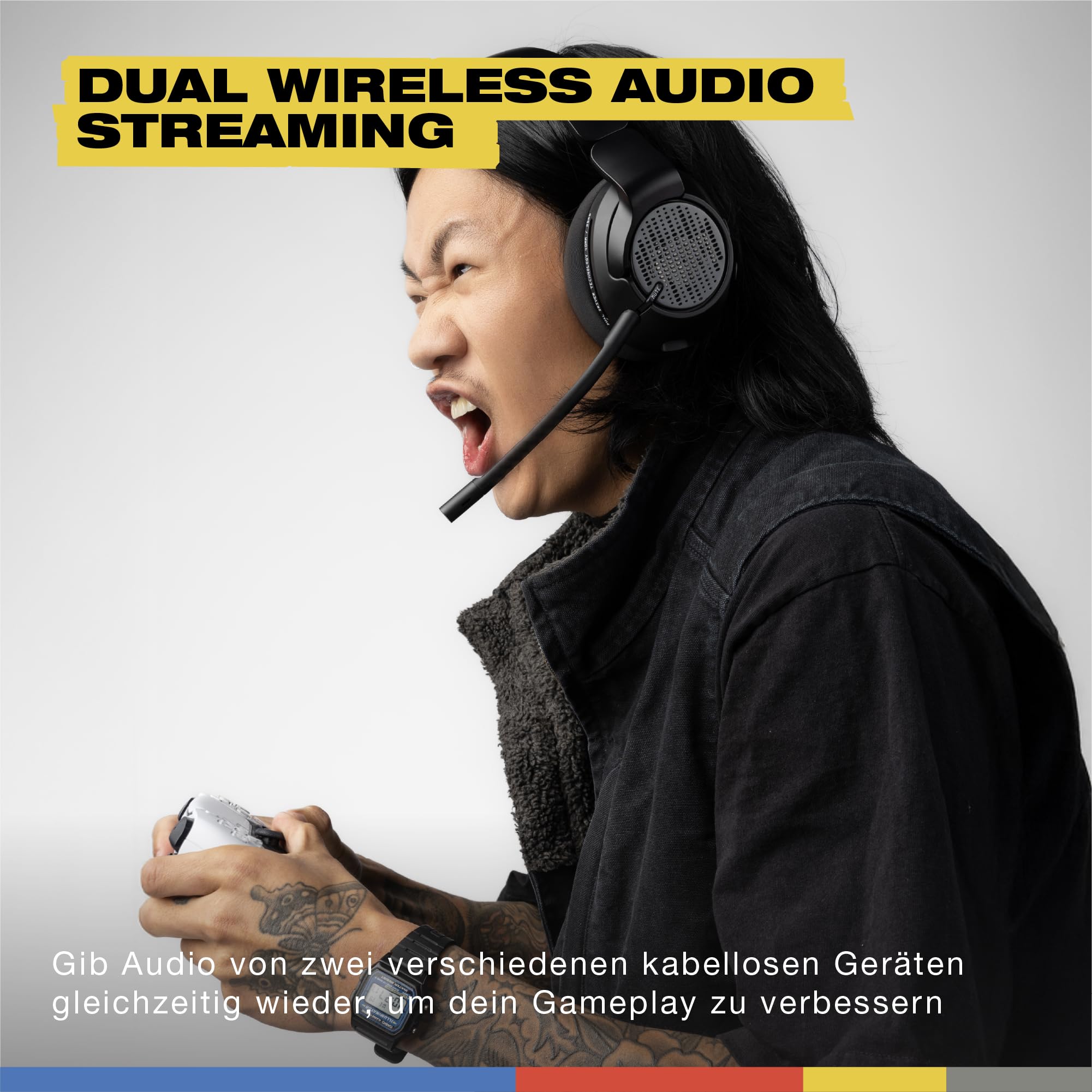 Skullcandy Crusher PLYR 720 Wireless Gaming Headset, Ultimate Immersion and Comfort, THX Spatial Audio and Multi-Sensory Bass, Removable Mic, Xbox, PC, PlayStation, Multi-Platform - Digi-Black Xbox | THX Spatial Audio, Multi-Sensory Crusher Bass, abnehmba