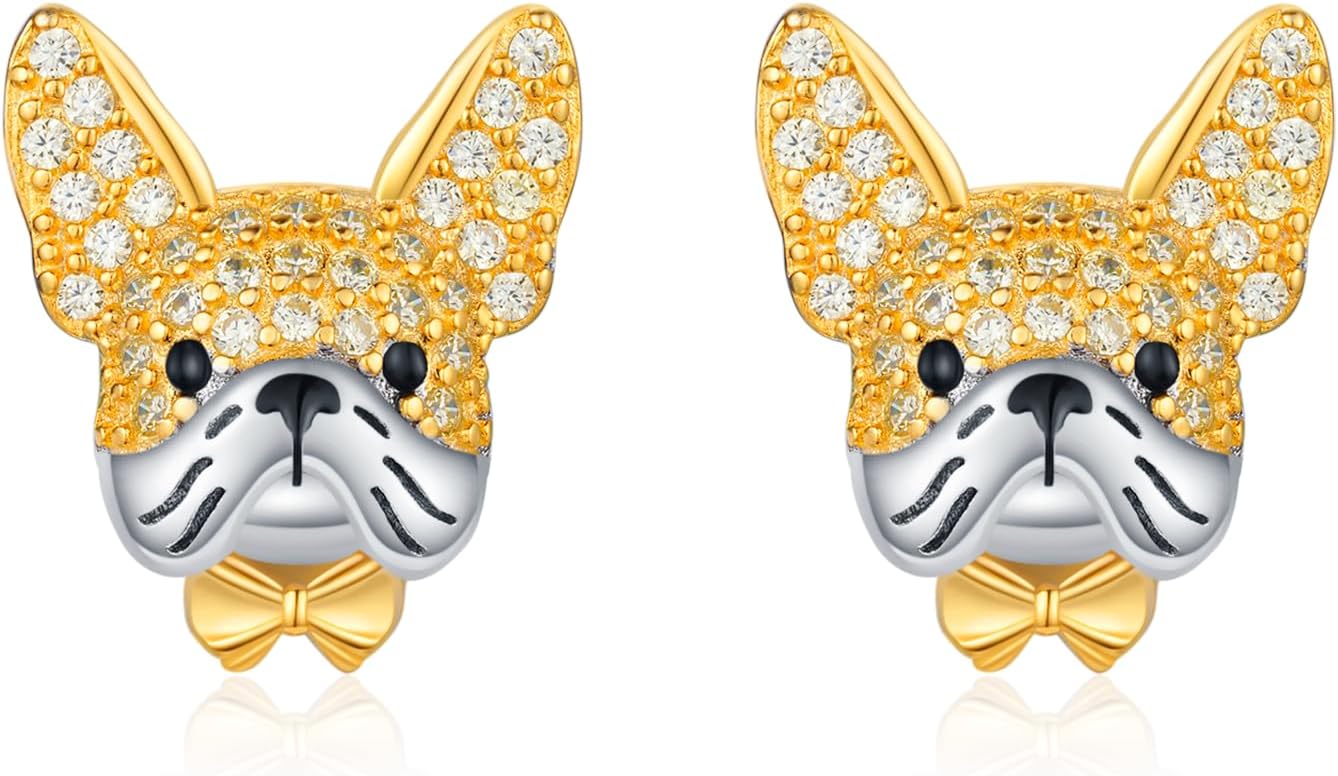 Highland Cow/Dachshund/Boston Terrier/Bulldog/Golden Retriever/Border Collie Earrings 925 Sterling Silver Cute Animal Stud Earrings Jewelry Gift for Women Girls Daughter