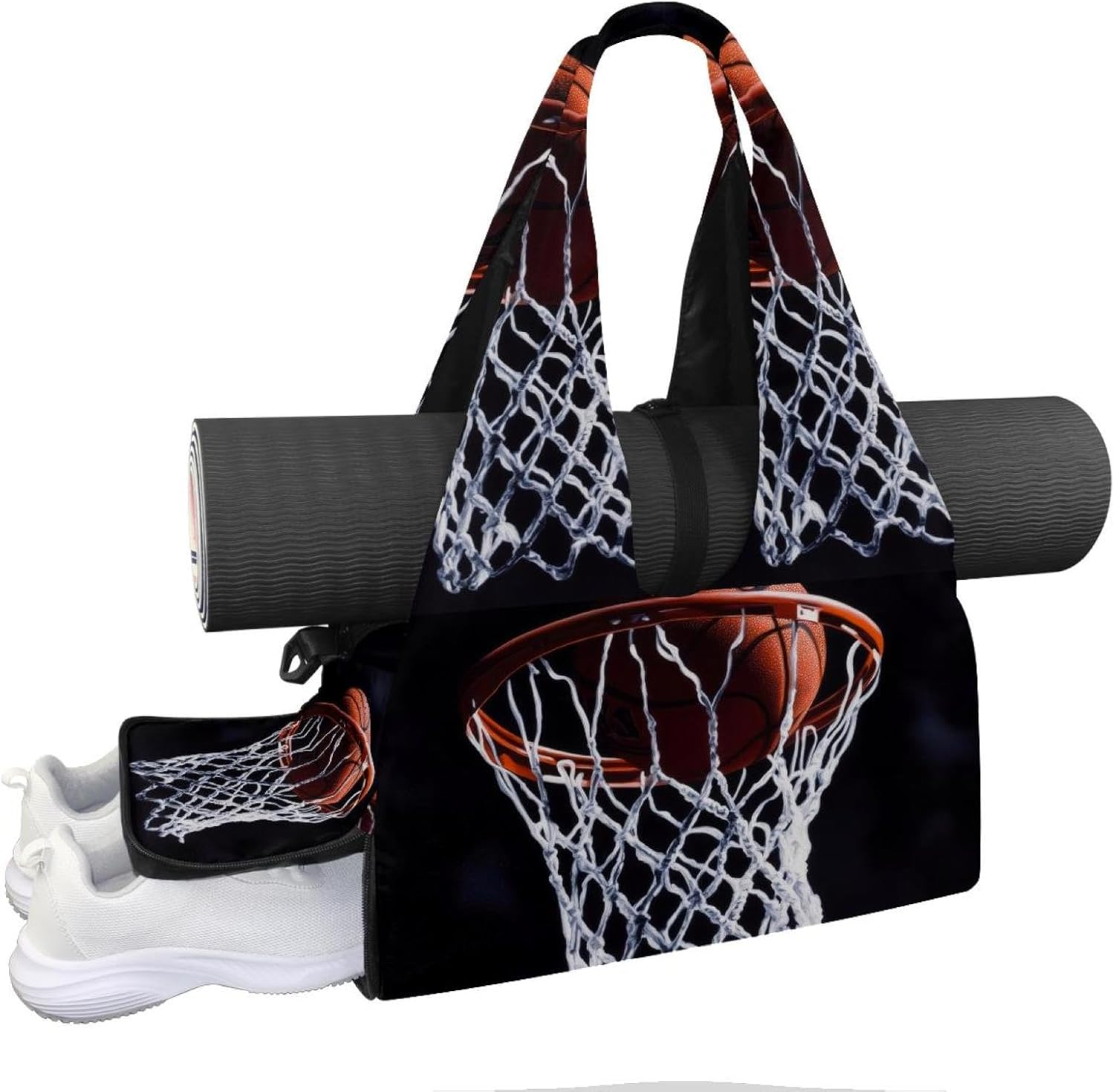 Yoga Mat Bag, Gym Workout Bag with Shoe Compartment, Sunflower Cat Pilates Bag for Women, Quick Access Storage Yoga Tote Bag for Sports Travel Office