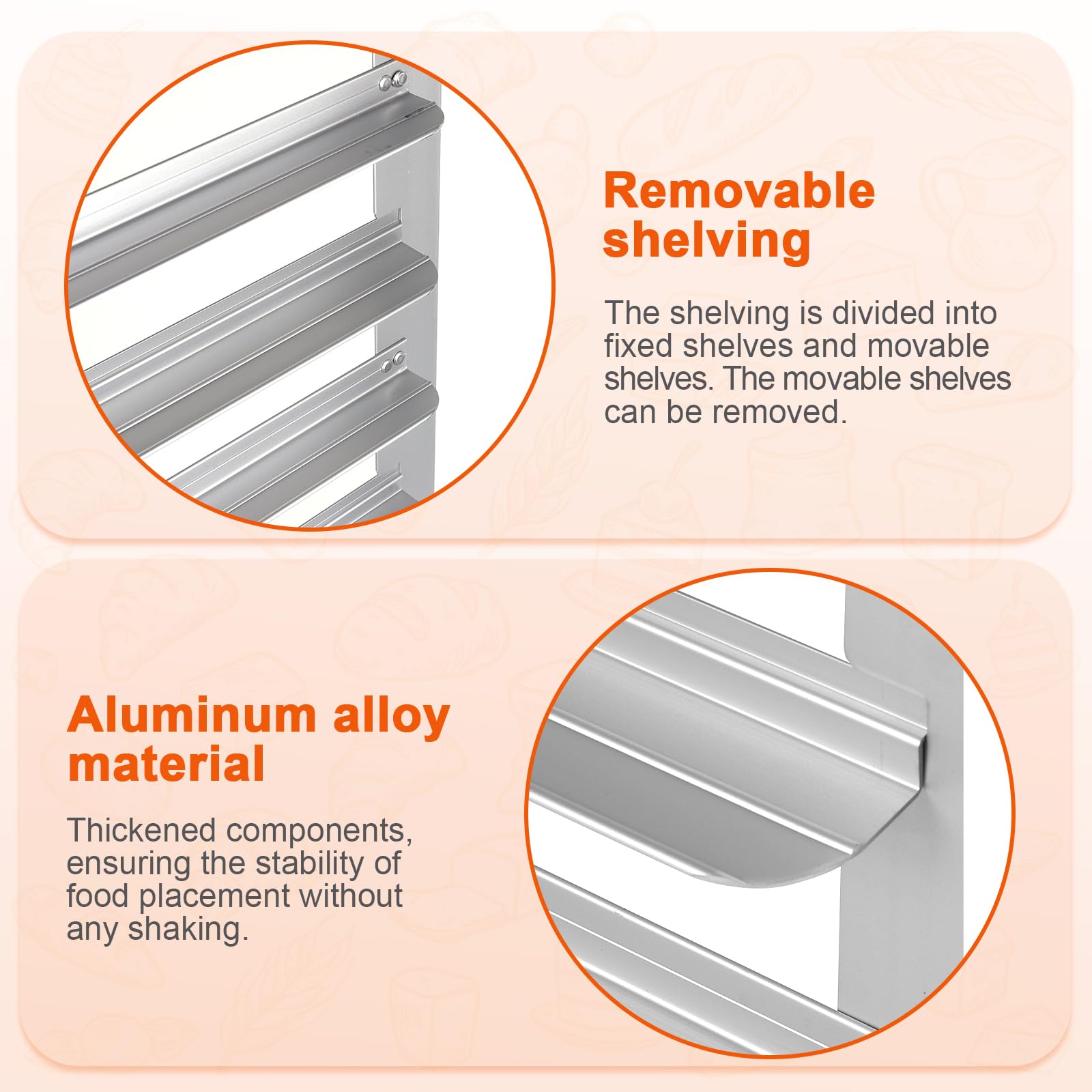 Estante de aluminio de 9 niveles con espacio de 3 pulgadas para el hogar, cocina comercial, panadería, panadería, con ruedas de freno, bandeja de cocina comercial, para restaurante, cafetería