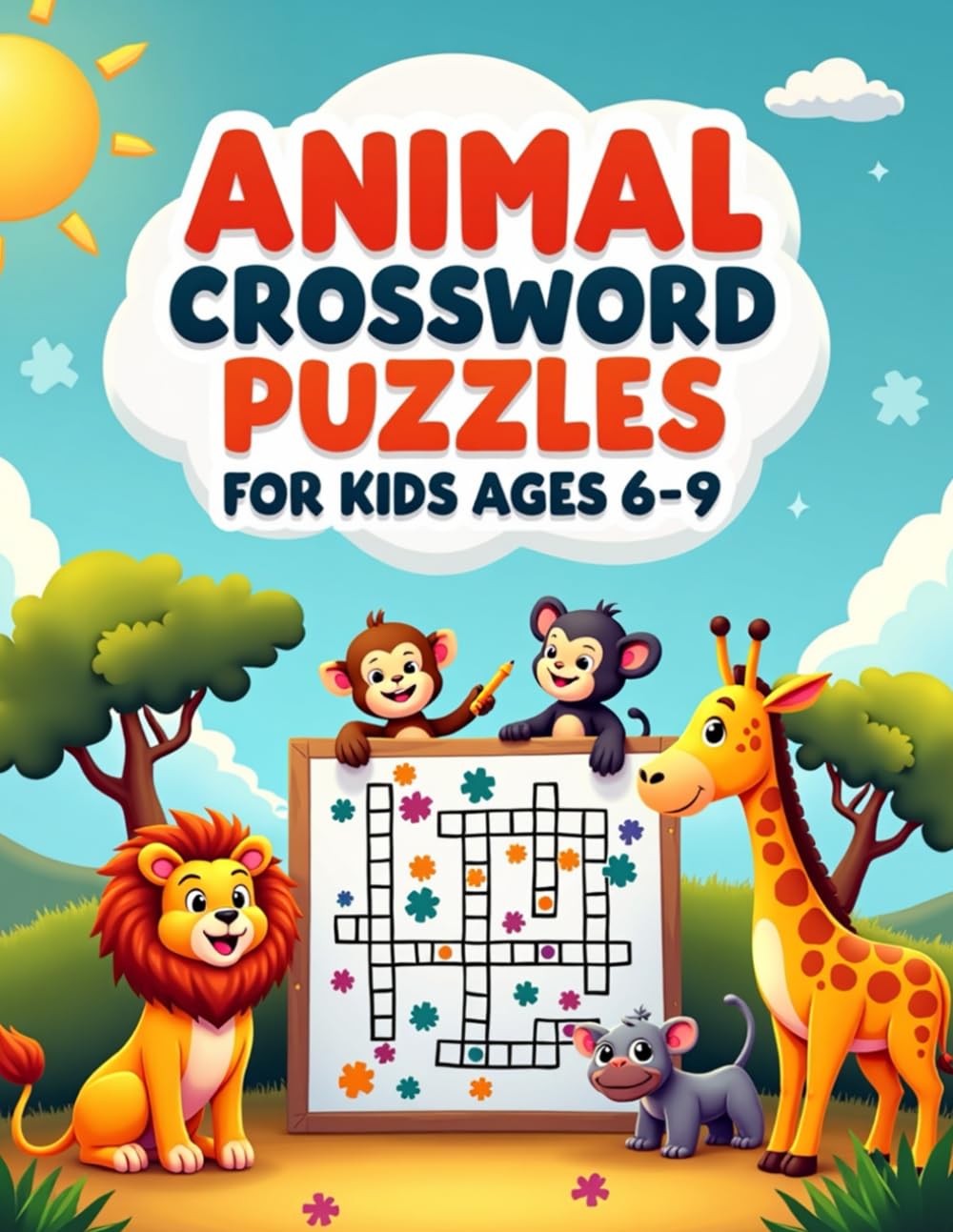 Animal Crossword Puzzles for Kids Ages 6-9: 100+ Fun & Educational Themed Puzzles Featuring Dinosaurs, Safari Animals, Ocean Creatures, and More!