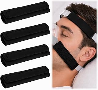 4-Pack Strap Covers, Satin/Fleece Double-Sided Mask Cushions, Soft Headgear Strap Pads (Black)
