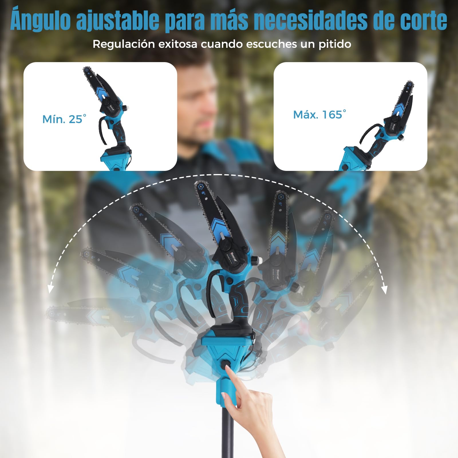 4 en 1 Motosierra y Cortasetos Telescópico a Batería, Compatible con Makita 18V, Podadora de Altura Extensible 2.5m con Correa, Motor de Cobre Puro de Alta Potencia, 2 Baterías para Poda de Jardín