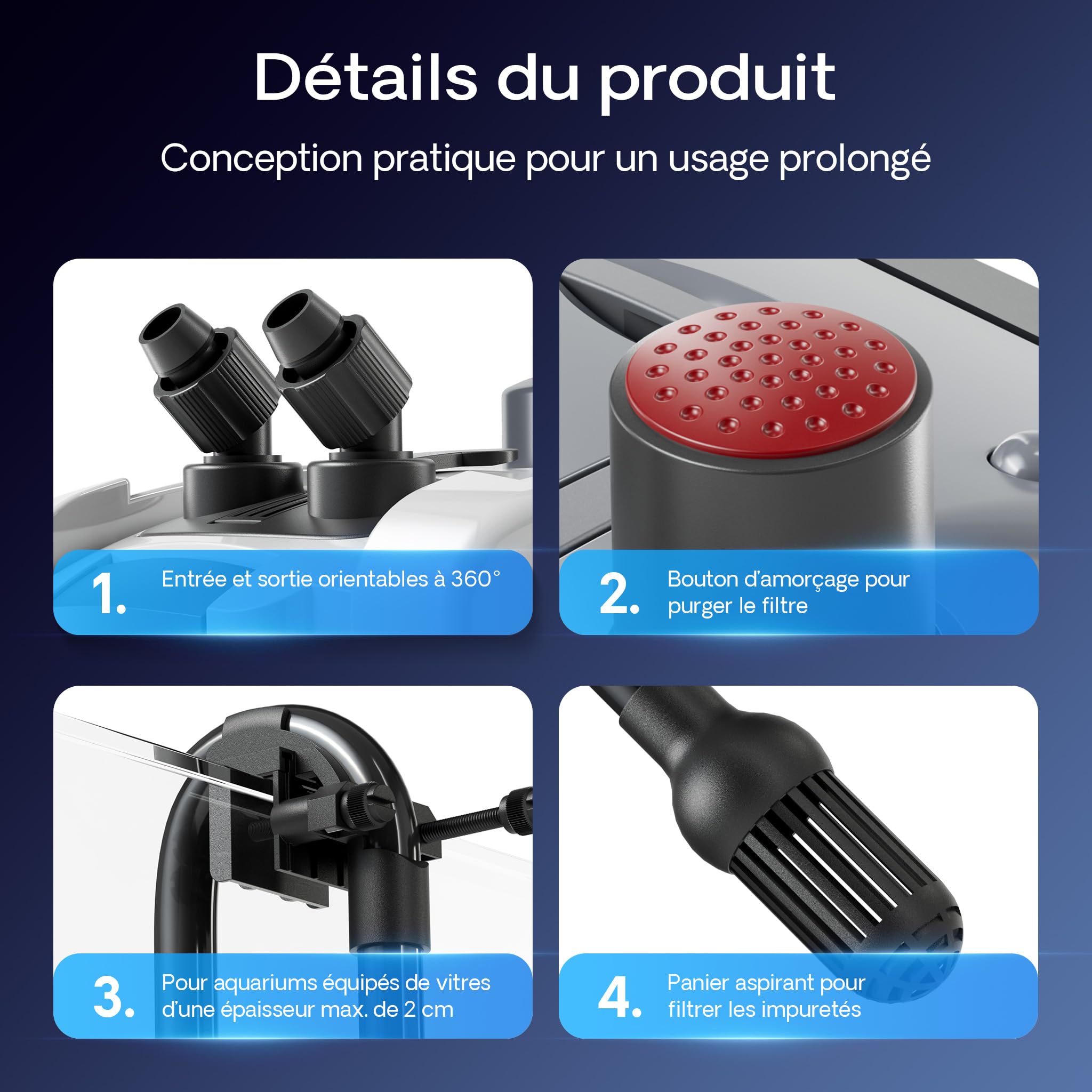 SunSun HW-404A Filtre extérieur pour Aquarium, débit 2000 l/h, avec 4 Étapes de Filtration, Matériaux et Pompe 55 W, Filtre Externe