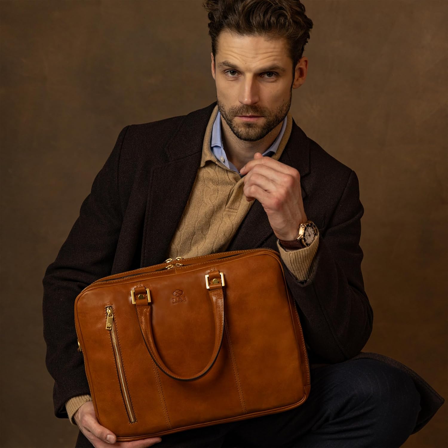 Time Resistance Leather Laptop Briefcase - Full Grain Leather Computer Bag for Men and Women | Leather, Full Grain Leather - Image 2