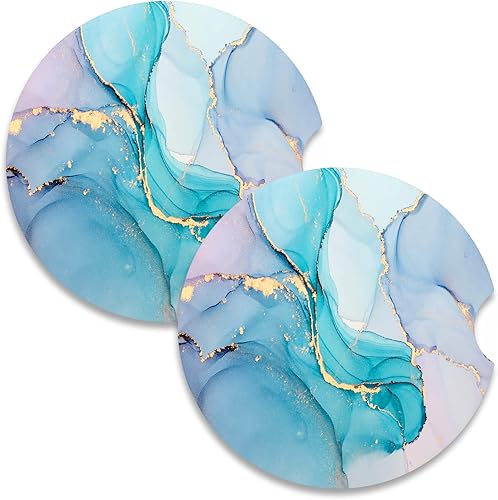 Miniatura 12 de Nipichsha Posavasos de automóvil para portavasos de automóvil, paquete de 2 posavasos de cerámica absorbente para bebidas, bonitos portavasos para