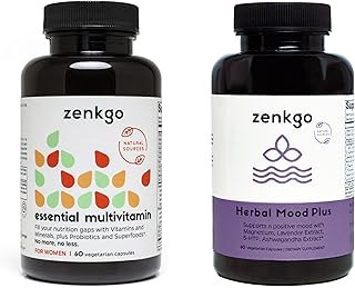 Zenkgo Mood Support Supplement & Multivitamin 2Pack for Women Supports Immunity, Digestion, Energy, Helps Calm The Mind & ...