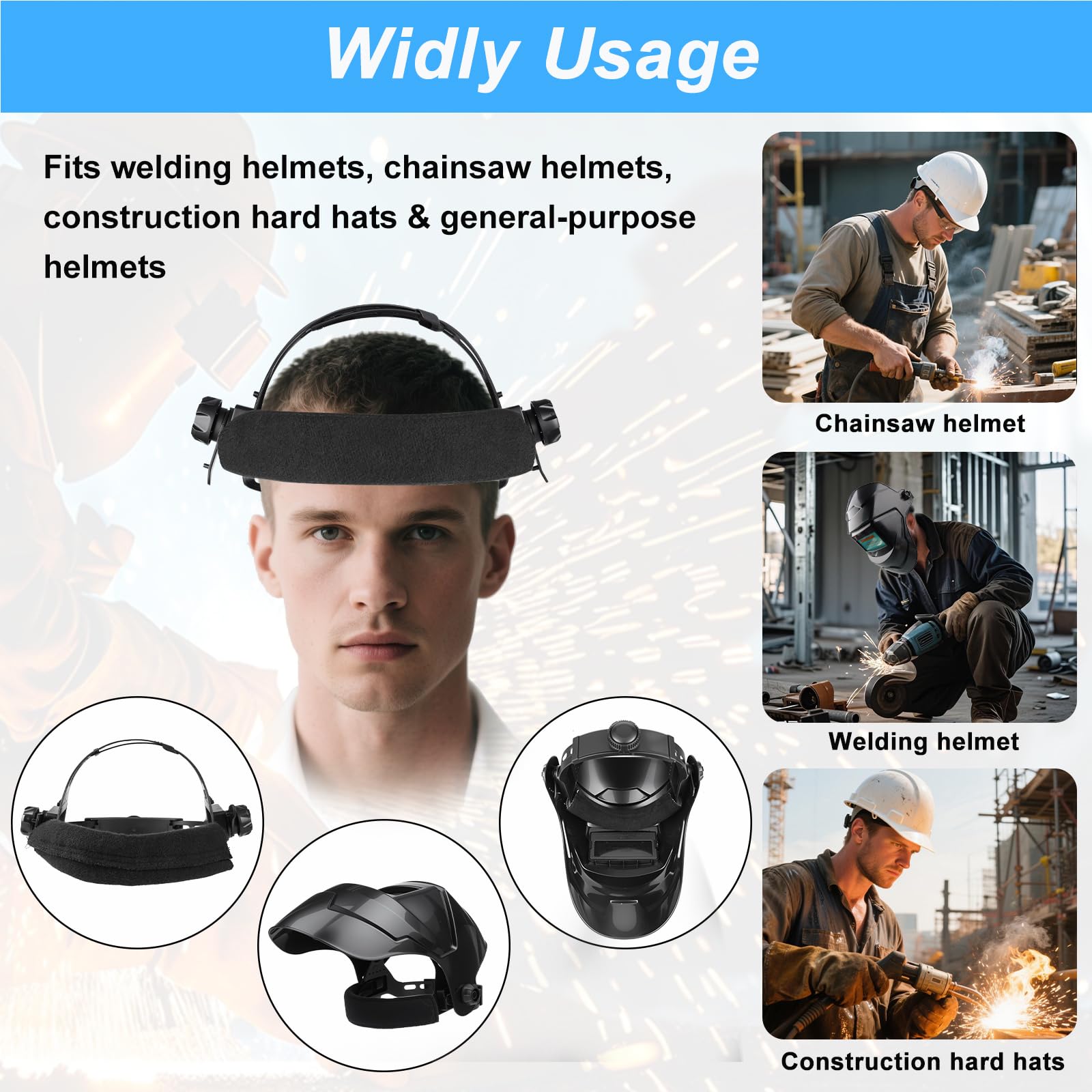 5 bandas de sudor para casco duro, color negro. Forro de banda de sombrero duro que te mantiene fresco y seco, accesorios de banda de casco duro de soldadura, soluciones duraderas y cómodas