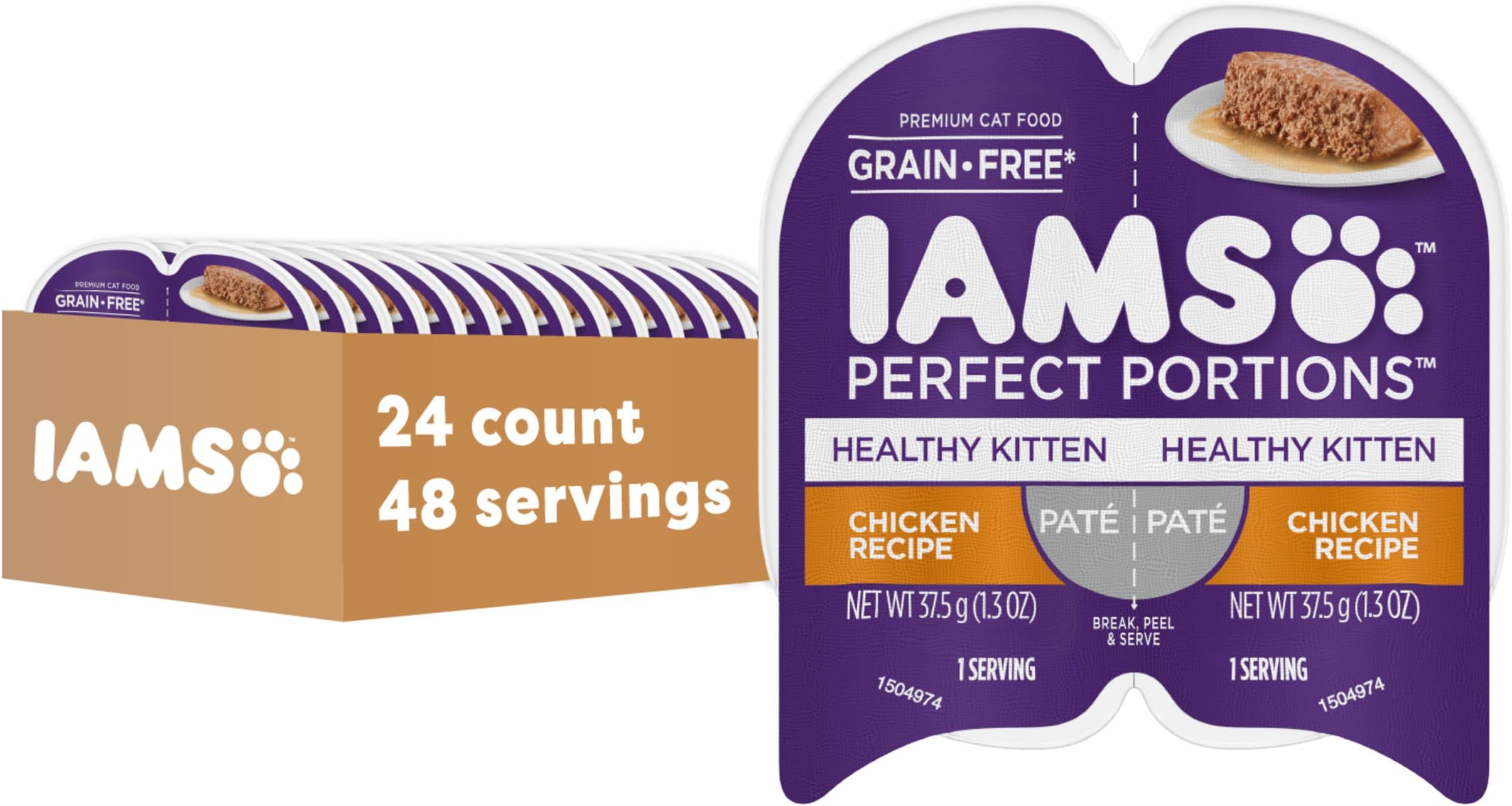 IAMS Perfect Portions Healthy Kitten Pate Wet Cat Food, Chicken, 24 Count