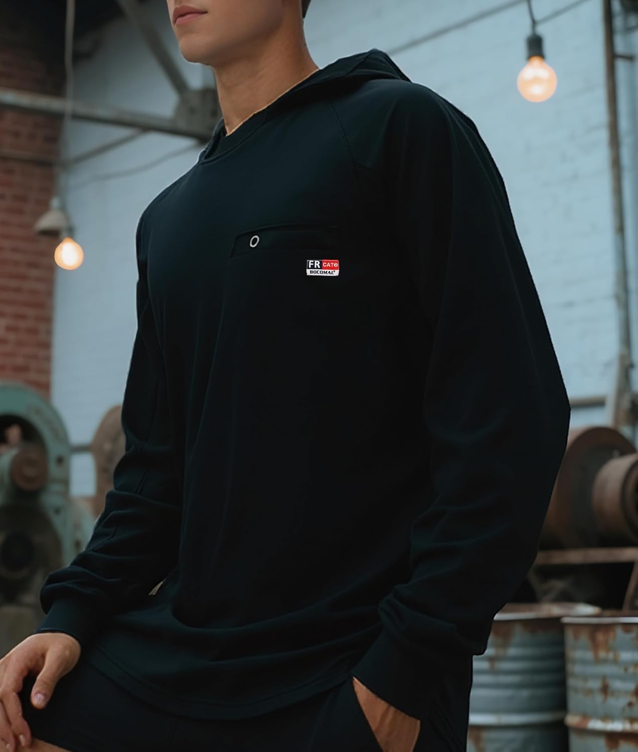 BOCOMAL FR Hoodie Shirt 5.5oz Lightweight Flame Resistant Work Shirt Long Sleeve NFPA 2112 CAT2 - Image 2