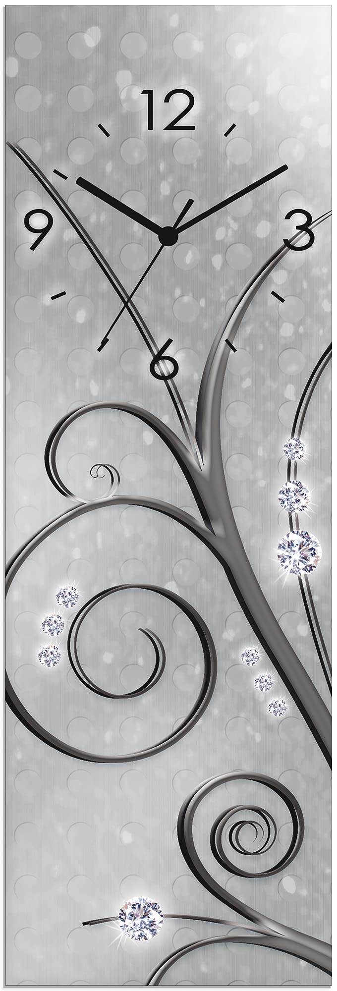 ARTLAND Wanddeko Wanduhr ohne Tickgeräusche Glas Quarzuhr 20x60 cm Rechteckig Lautlos Blumenbilder Orchideen Abstrakt Kunst Blumen Ornamente U1QV